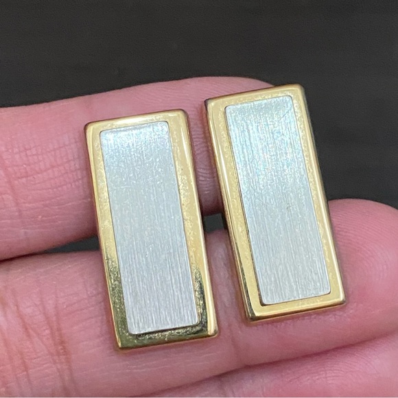 Vintage Unsigned 2-tone Silver/Gold Rectangular Cufflinks - Picture 2 of 9